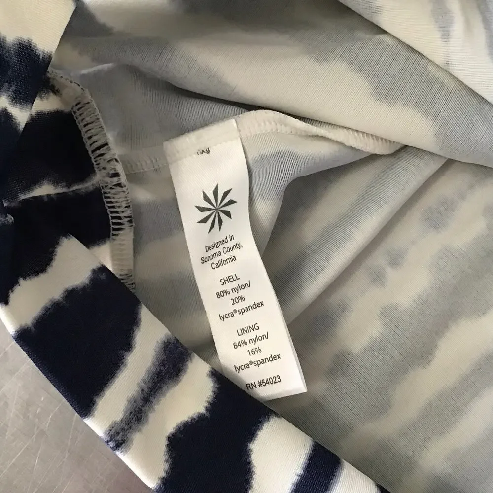 Athleta 36 B/C Blue & White Shibori Tie Dye Swim Tank
